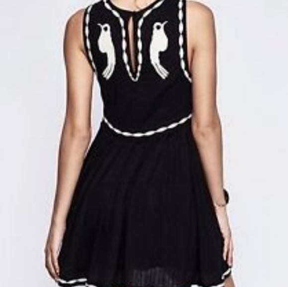SOLD Free People Dress Birds of a Feather Boho Size 6 Black Cream - Picture 8 of 16